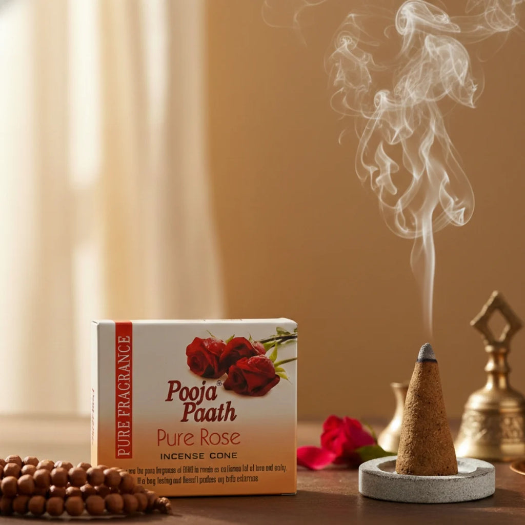 Pooja Paath Dhoop Cones ( Pack of 12 ) ( Gulab, Mogra , Chandan , Lavender )