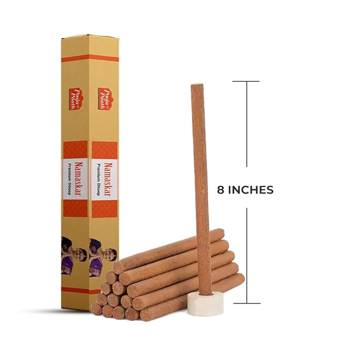 Pooja Paath Dry Dhoop Sticks 8 Inch for Pooja, Home & Office, Meditation & Festive Fresh Vibes - Pack of 6 Fragrance ( Bambooless )