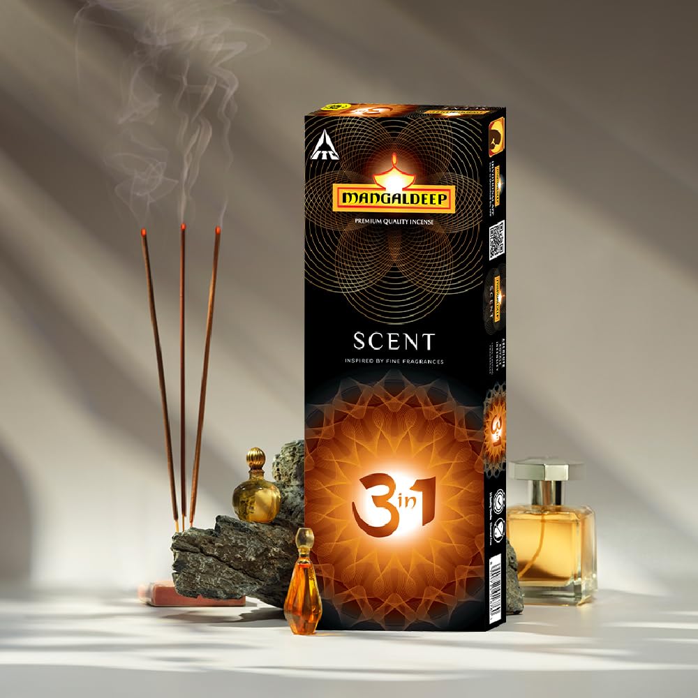 Mangaldeep Scent 3 in 1 - with 3 Perfume Fragrances - Charcoal Free (213gm)
