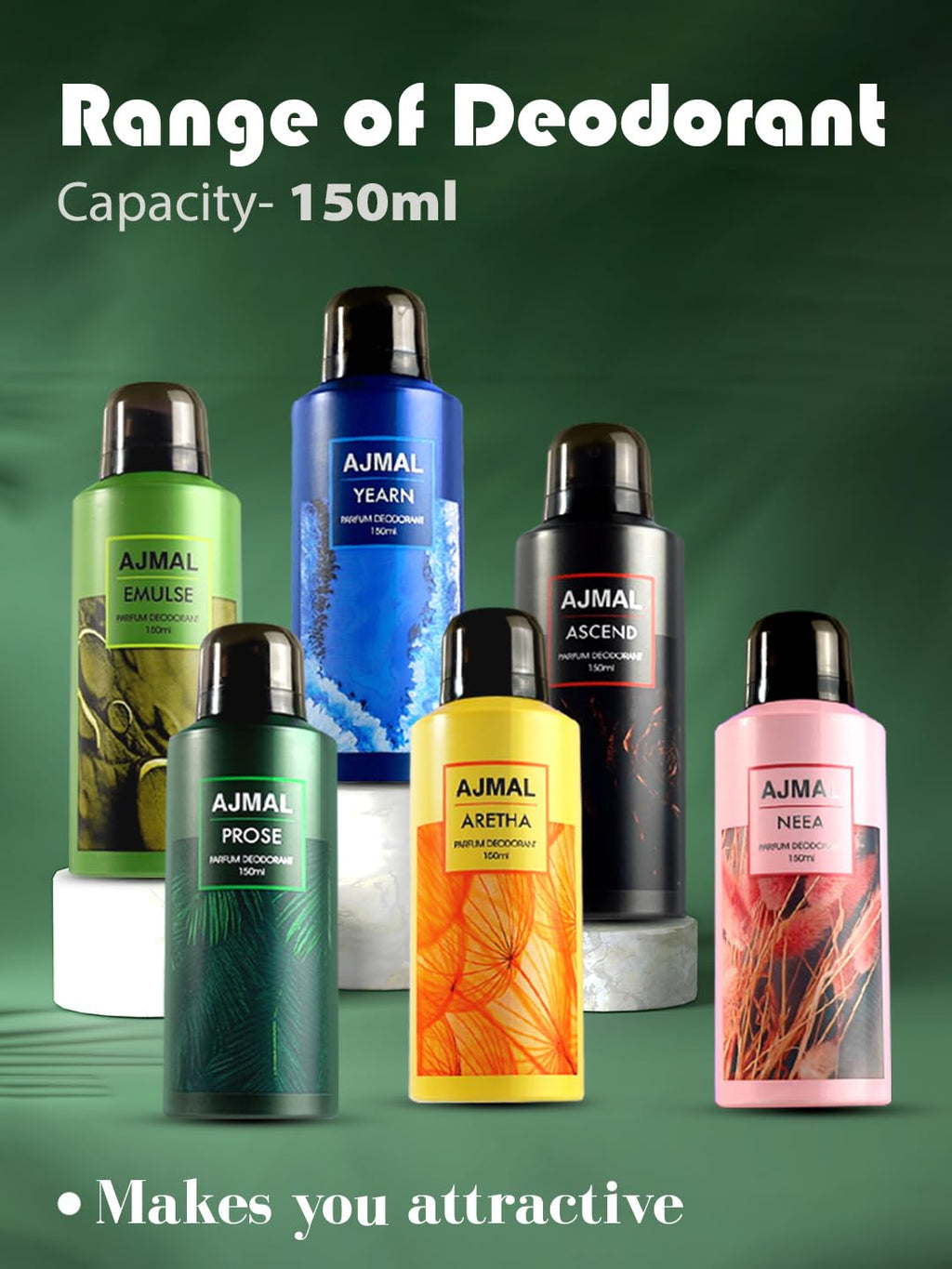 Ajmal Emulse Body Deodorant Parfum for Unisex |Musky Woody Long Lasting Body Perfume DEO 150 Ml