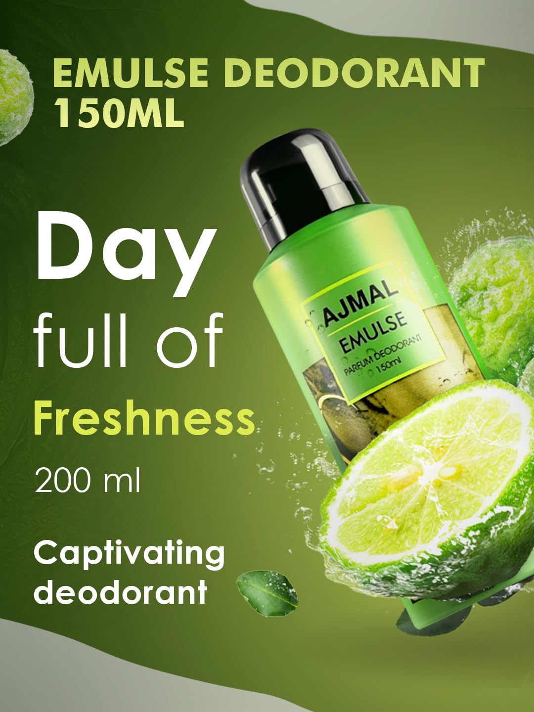 Ajmal Emulse Body Deodorant Parfum for Unisex |Musky Woody Long Lasting Body Perfume DEO 150 Ml
