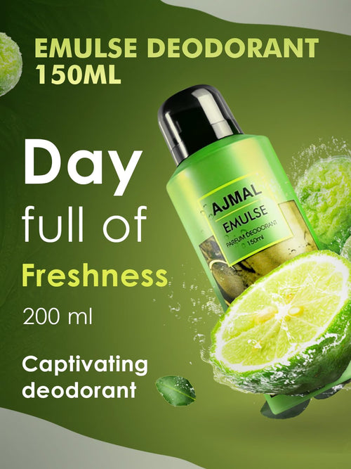 Ajmal Emulse Body Deodorant Parfum for Unisex |Musky Woody Long Lasting Body Perfume DEO 150 Ml