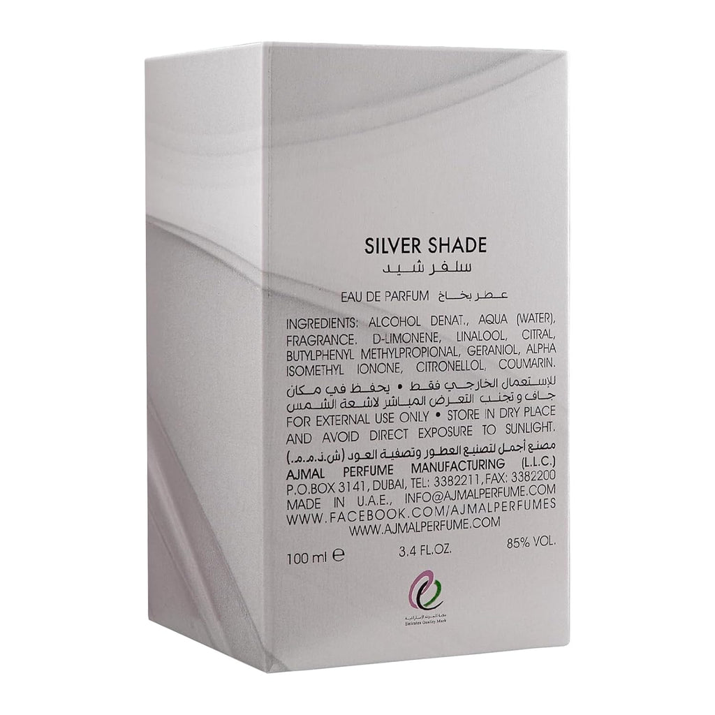 Ajmal Silver Shade Perfume for Men | 100ml Eau De Parfum for Man | Perfume for Man with Citrus, Fruity & Floral Notes | Woody Fragrance with Musk, Sandalwood & Cedarwood | Versatile Cologne for Men