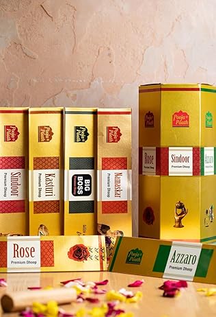Pooja Paath Dry Dhoop Sticks 8 Inch for Pooja, Home & Office, Meditation & Festive Fresh Vibes - Pack of 6 Fragrance ( Bambooless )