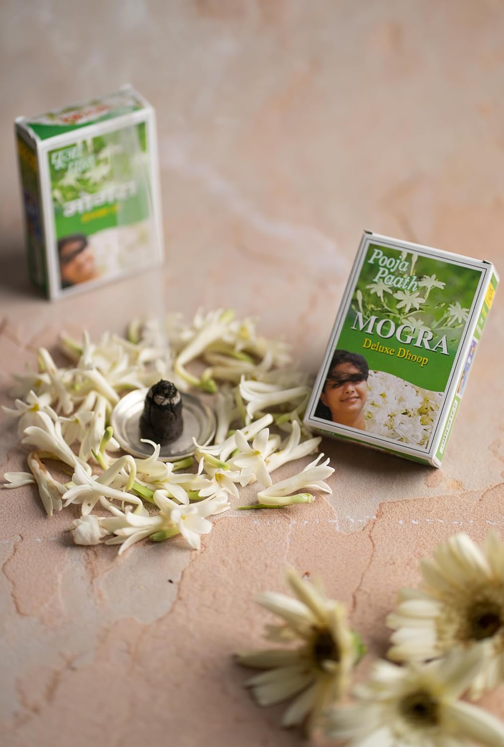Pooja Paath Wet Dhoop Mogra Fragrance for Puja, Home & Office, Meditation & Festive Fresh Vibes - Pack of 12