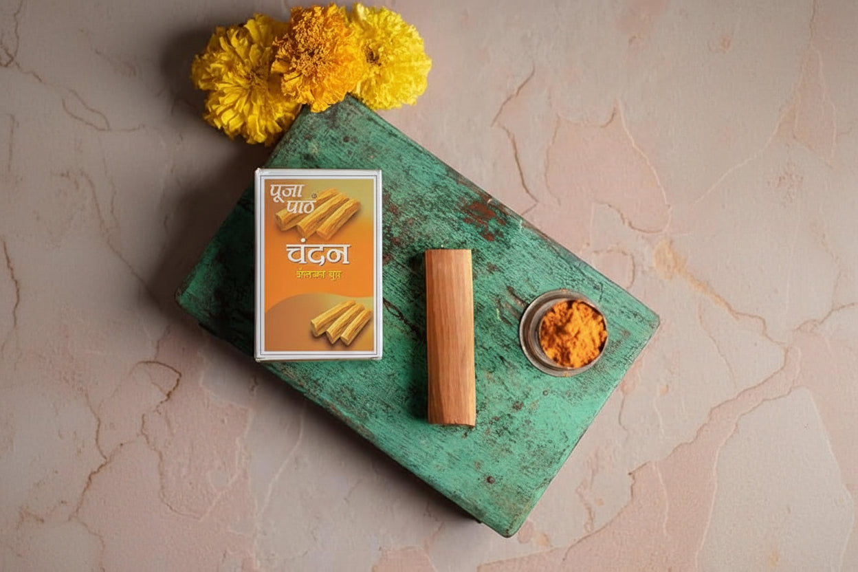 Pooja Paath Wet Dhoop Chandan Fragrance for Puja, Home & Office, Meditation & Festive Fresh Vibes - Pack of 12