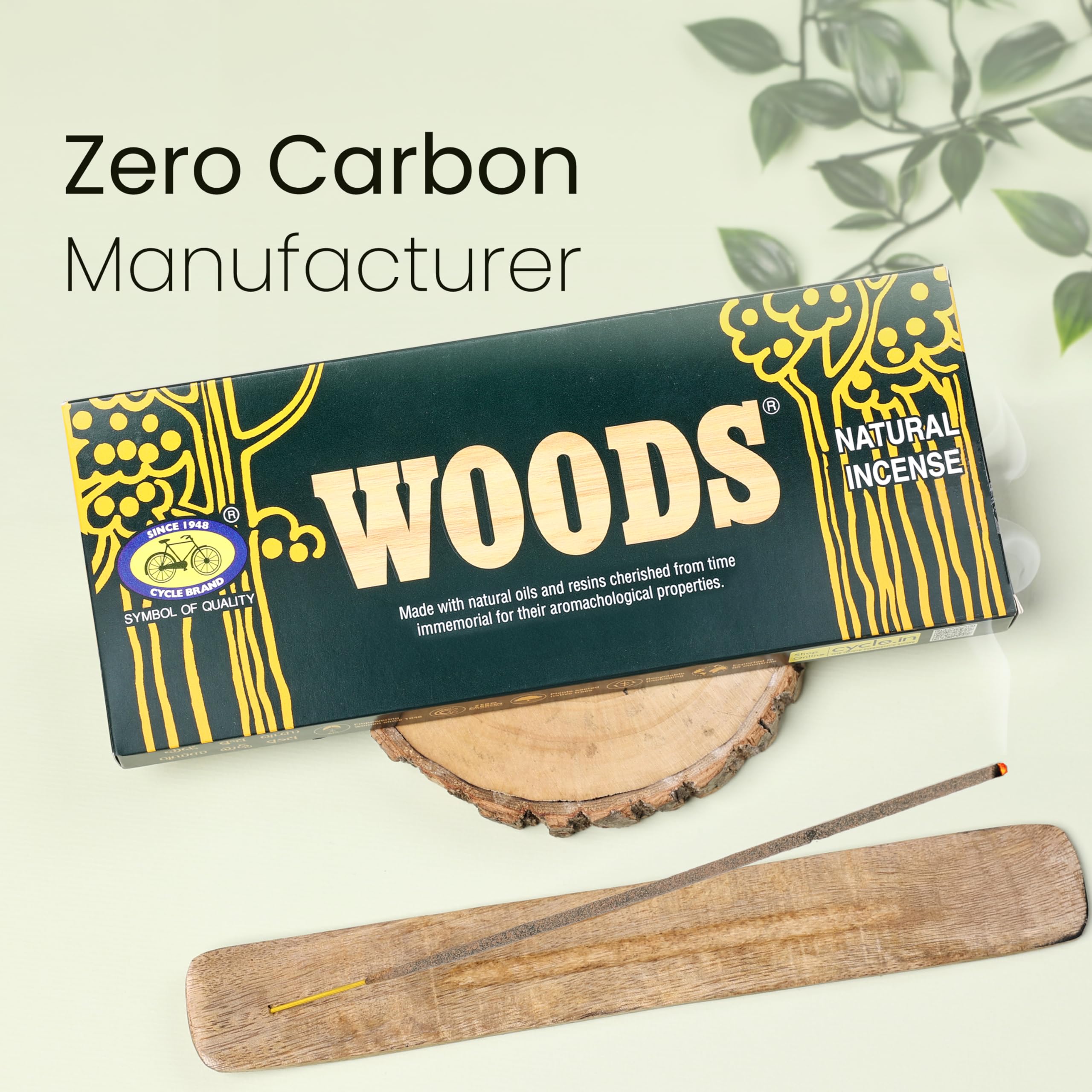 Cycle Pure Woods Natural Incense Sticks, 9 Inch, Pack of 1 (70gm Agarbatti Sticks) | Lasts Upto 60 Mins per Stick | Woody, Sandal, Resin, Cedar, Masala, Amber, Natural Fragrance for Puja, Meditation