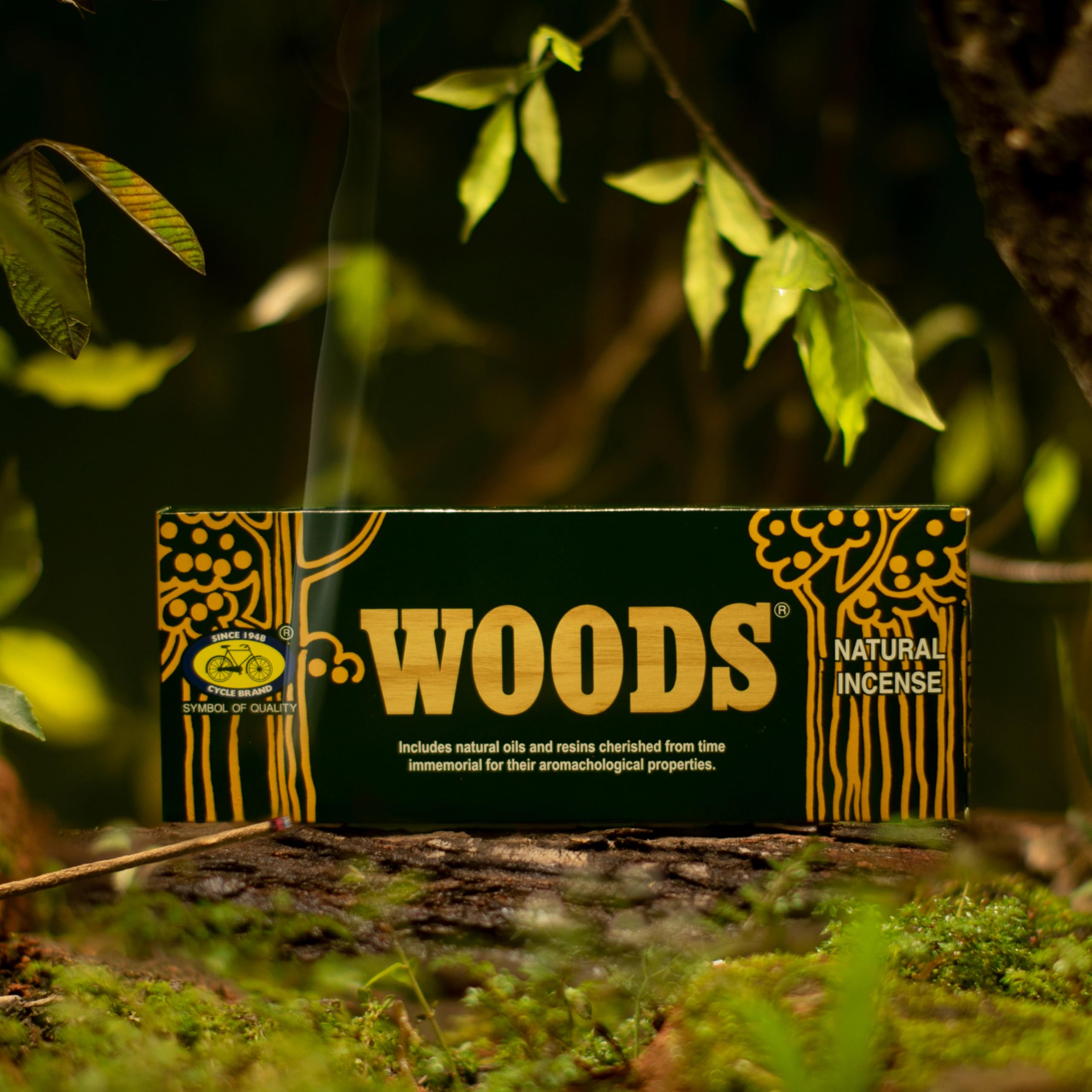 Cycle Pure Woods Natural Incense Sticks, 9 Inch, Pack of 1 (70gm Agarbatti Sticks) | Lasts Upto 60 Mins per Stick | Woody, Sandal, Resin, Cedar, Masala, Amber, Natural Fragrance for Puja, Meditation