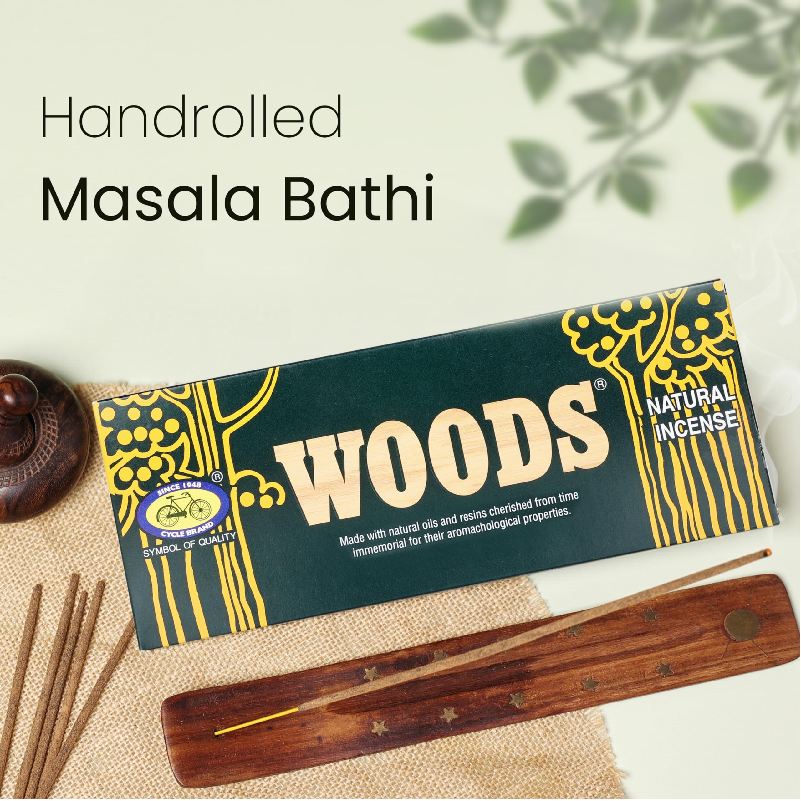 Cycle Pure Woods Natural Incense Sticks, 9 Inch, Pack of 1 (70gm Agarbatti Sticks) | Lasts Upto 60 Mins per Stick | Woody, Sandal, Resin, Cedar, Masala, Amber, Natural Fragrance for Puja, Meditation