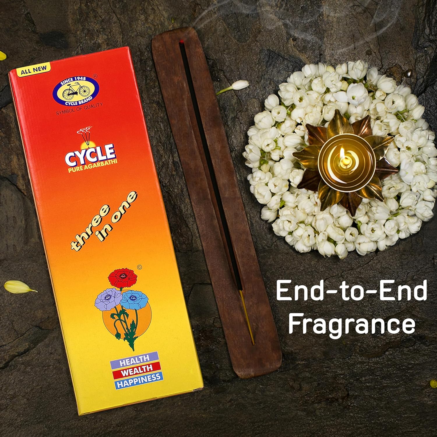 Cycle Pure Three in One Agarbatti Premium Scented Incense Sticks for Health, Wealth & Happiness 250 GM